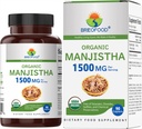 Brieofood Organic Manjistha 1500mg, 45 portions, végétarien, sans gluten, 90 comprimés végétariens