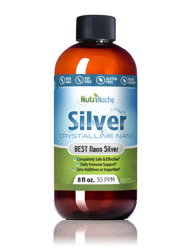 NutriNoche Colloïdal Argent Liquid - Argent Premium pour le support immunitaire - Plata organique Coloïdal para Tomar - 99,99% Nano particules ultra pures pour l'absorption optimale - 30 ppm 8 oz
