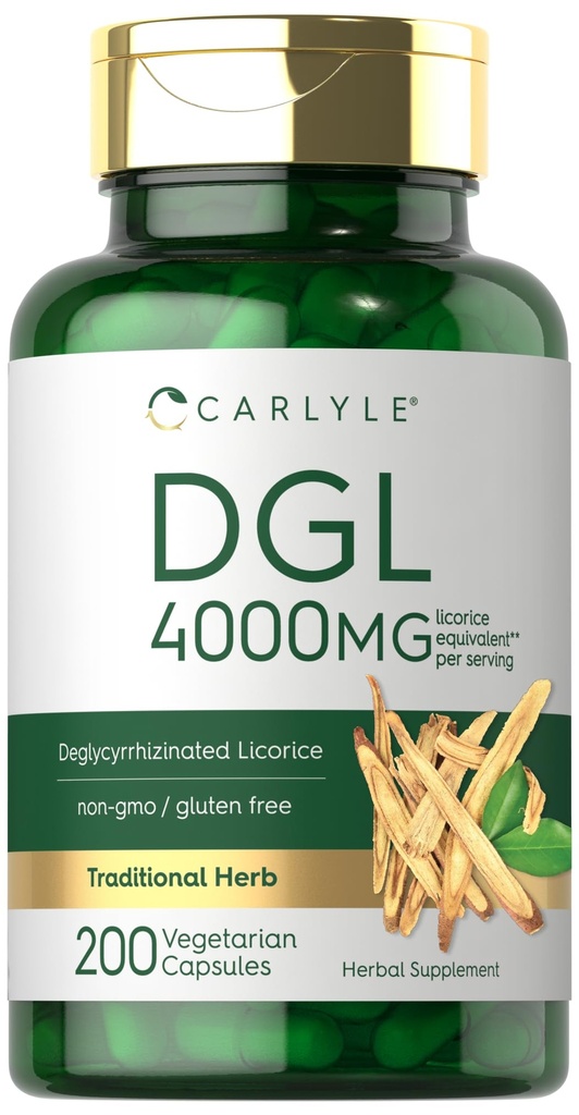 Carlyle DGL Capsules de réglisse déglycyrrhizées 200 Count.