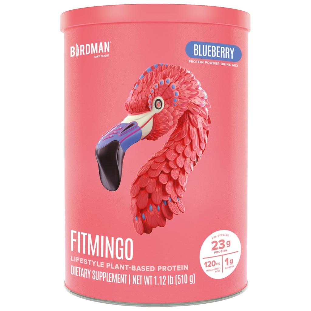 BIRDMAN Fitmingo Poudre de protéines végétales avec Inositol, collagènes, acide hyaluronique et vitamines.