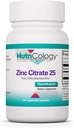 Nutricologie Supplément de citrate de zinc - 25mg de zinc pour les hommes et les femmes, support immunitaire, pur, bien absorbé, bien toléré, minéral tracé, capsules végétariennes - 60 Compte