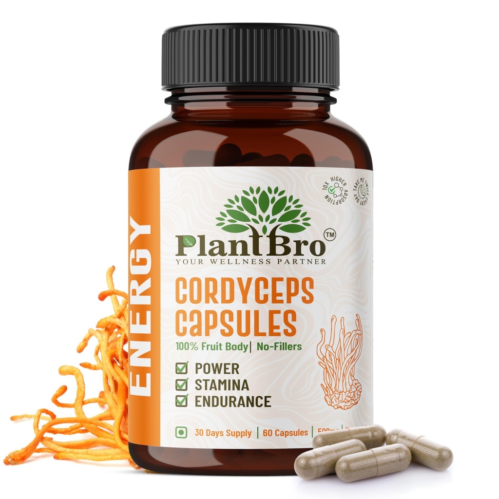 Cordyceps Militaris Capsules 500mg | Natural Energy & Immunity Booster | Herbal Strength, Stamina & Endurance Supplement for Men & Women (60 Capsules)