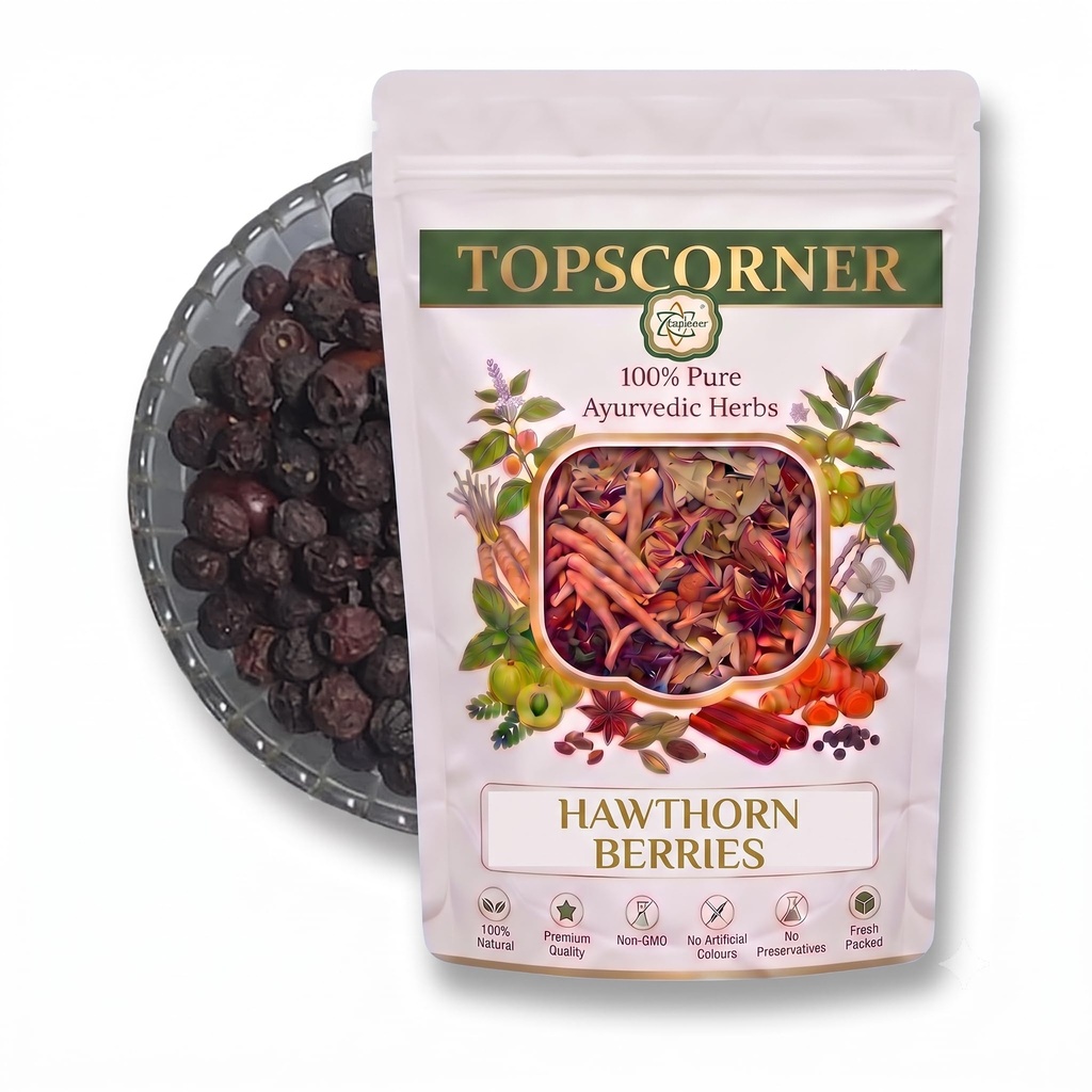 Topscorner Hawthorn Berries Whole, Heart and Circulatory Support, Antioxidant-Rich, 100 Grams