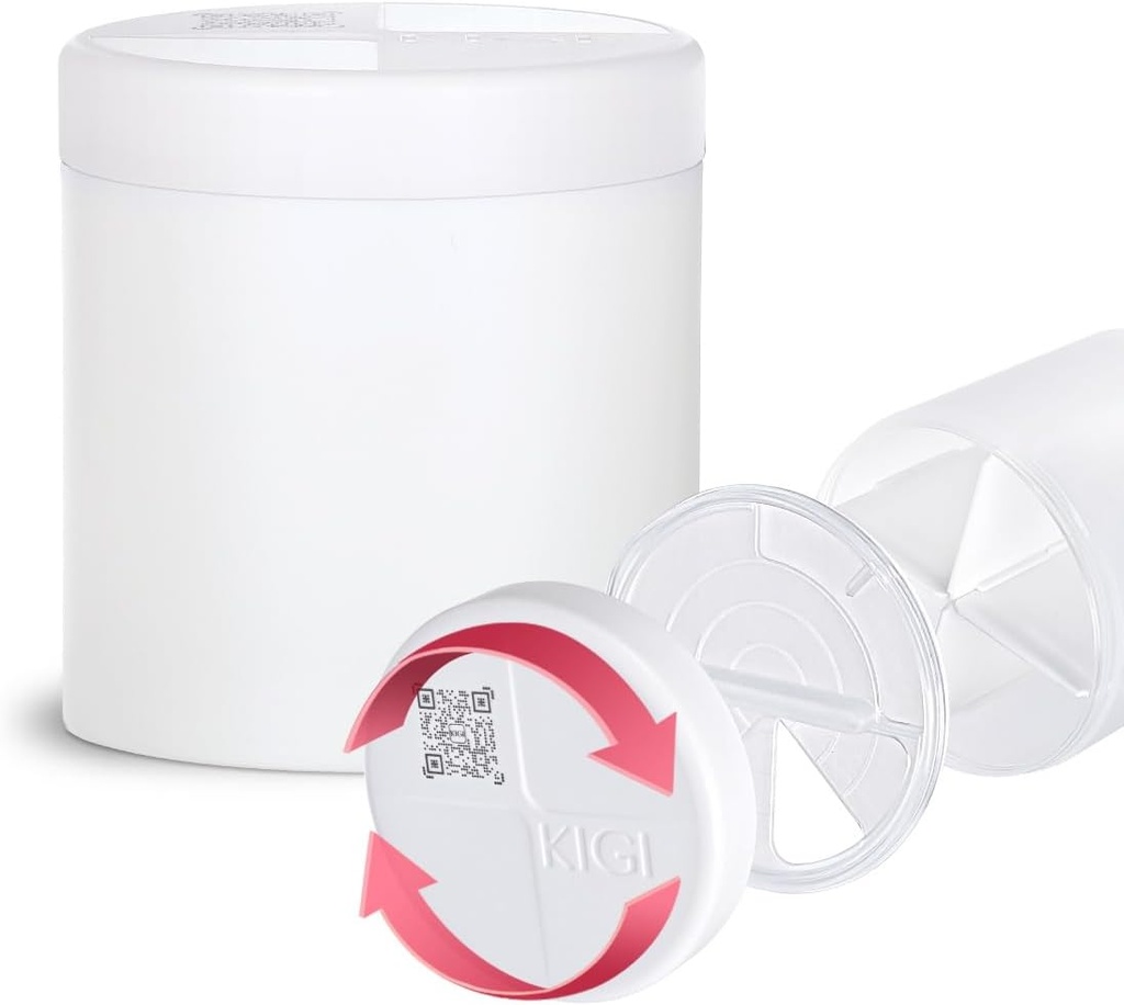 Supplément supplémentaire supplémentaire organisateur avec 4 compartiments Facile ouvert distributeur de pilules Mensuel médecine Vitamines Organisateurs de stockage bouteilles de pilules, blanc