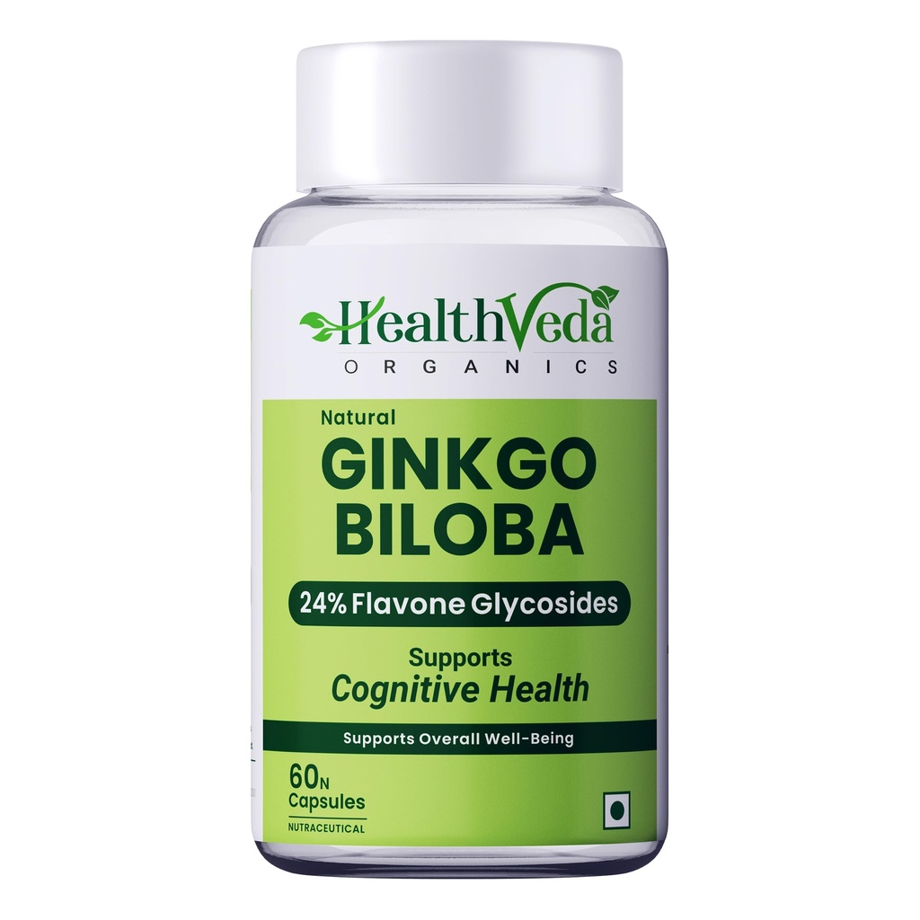 HEALTH VEDA ORGANICS PRIVATE LIMITED Ginkgo Biloba 120 mg | 60 Veg Capsules | Supports Better Concentration & Memory | For both Men & Women