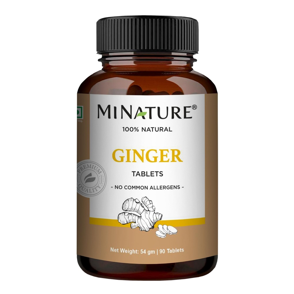 mi nature Ginger Tablets 90 Tablets (Zingiber officinale) | Sonth | 90 Tablets 45 Days Supply