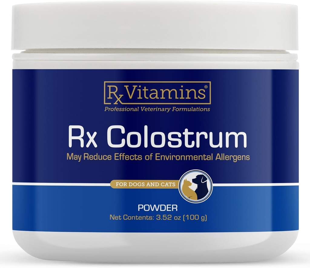 Rx Vitamines Colostrum pour chiens et chats - Poudre entière de colostrum de la viande bovine - Supplément pour chats et chiens Immune idéale Support, favorise la santé digestive et le soutien à l'allergie - 3,52 oz (100g)