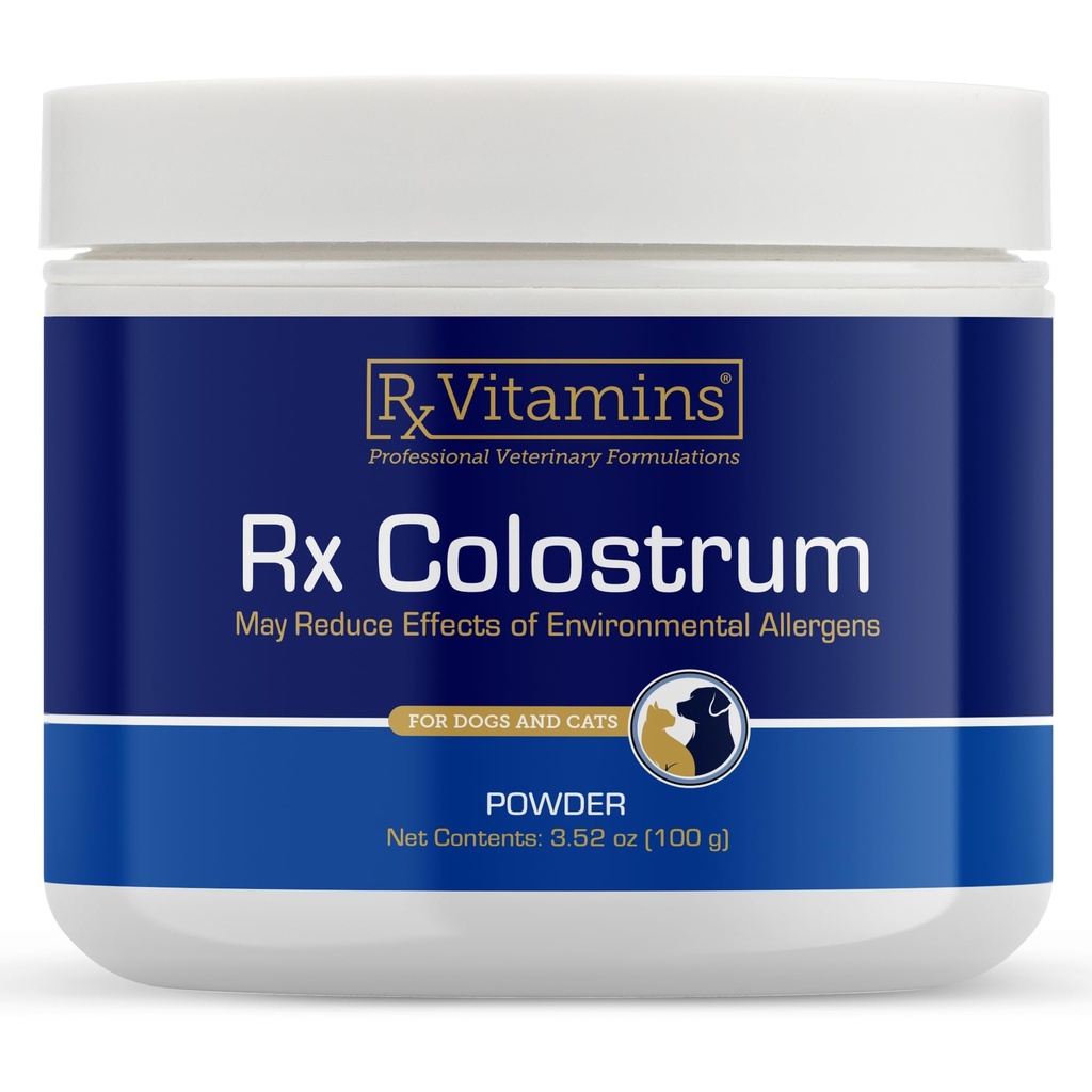 Rx Vitamines Colostrum pour chiens et chats - Poudre entière de colostrum de la viande bovine - Supplément pour chats et chiens Immune idéale Support, favorise la santé digestive et le soutien à l'allergie - 3,52 oz (100g)
