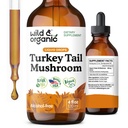 Teinture de champignon de dinde sauvage et biologique - gouttes de soutien immunitaire avec extrait de queue de dinde - Supplément de champignons liquides pour le soutien de gueule - végétalien, sans sucre et sans alcool - 4 fl oz