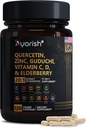 Quercetin Zinc Vitamine C Vitamine D Bromelain Elderberry - Supplément de soutien immunitaire pulmonaire Adultes avec l'artémisinine, la mousse de mer, l'échinacée, le soulagement de l'allergie 120 Compte