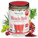 MacroLife Naturals Miracle Reds Superfood Supplément Poudre Antioxydants Polyphénols Enzymes Probiotiques - crus non-OGM Organic Gluten végétalien et sans produits laitiers (30 portions)