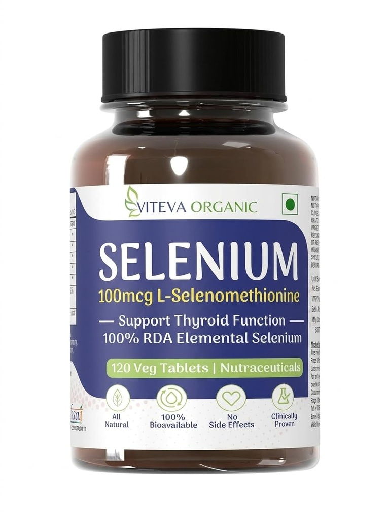 Selenium Contains 100mcg L Selenomethionine, 120 Veg Tablets | Immune Support, Thyroid, Prostate and Heart Health & Superior Absorption | Non-GMO