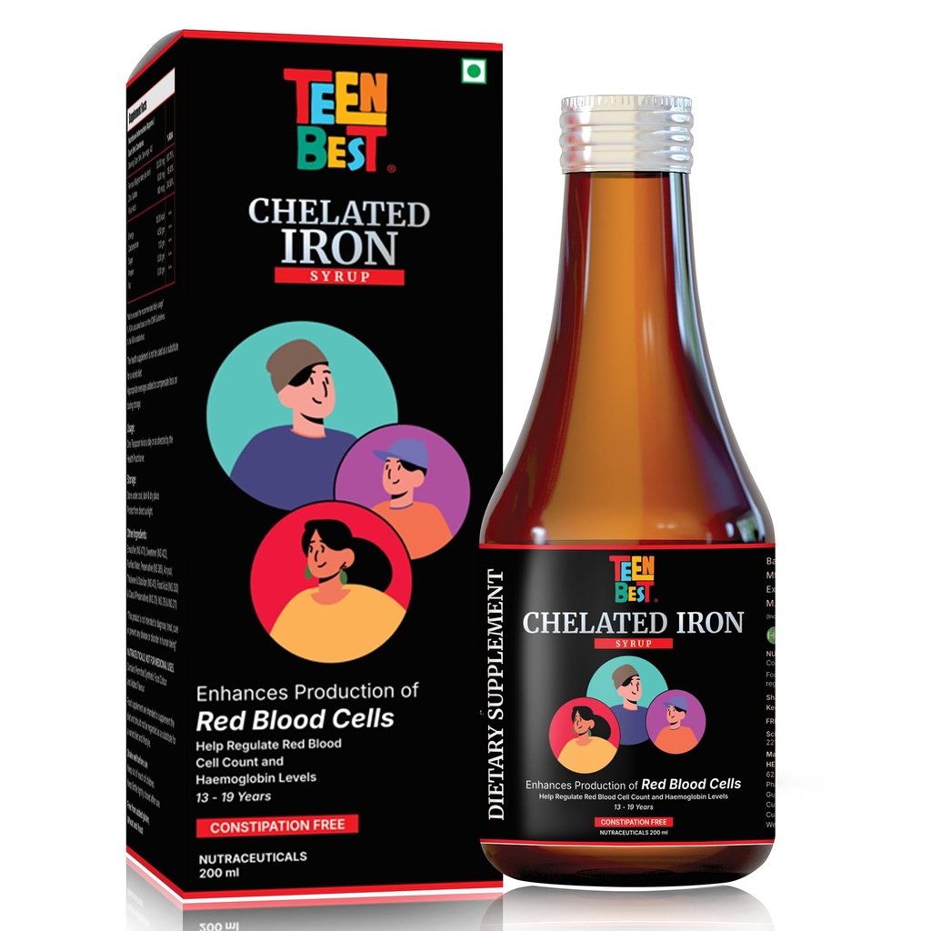 Healthbest Teens Chelated Iron Syrup, Zinc & Folic Acid 200 ml
