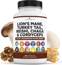 Lions Mane Champignon Supplément avec la dinde Tail Reishi Cordyceps Chaga avec la racine Marshmallow - 1-Pack