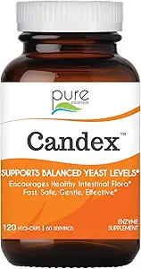Supplément de candex d'essence pure - Supplément de croissance des levures avec enzymes digestives, traitement probiotique de l'infection des levures pour les hommes et les femmes - 120 capsules