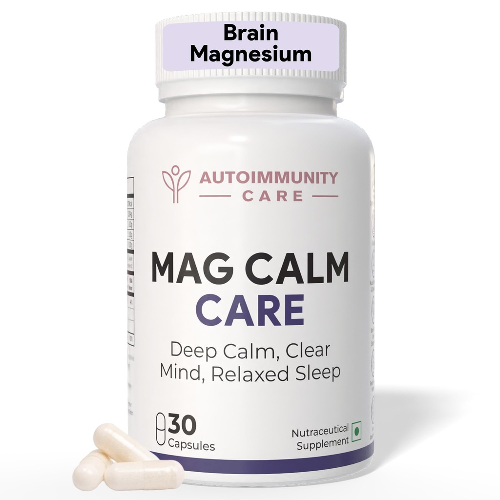 Autoimmunity Care MAG CALM CARE – Magnesium L-Threonate + Bisglycinate with Vitamin B6 (P5P) | Brain Health Supplement for Memory, Cognitive Health, Focus, Calm & Sleep | Muscle & Nerve Support | 30 Caps (10 doses)
