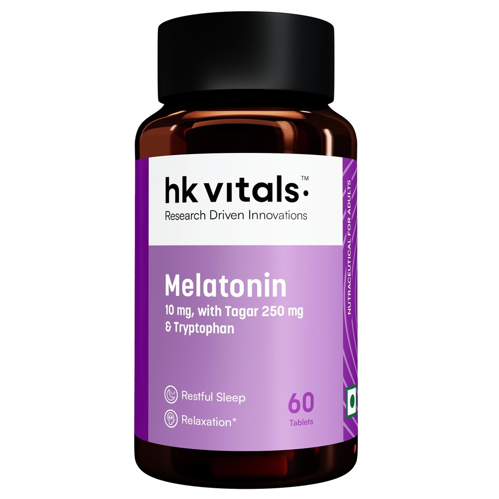 hk vitals Melatonin 10mg with Tagar 250mg & Tryptophan, 60 Tablets