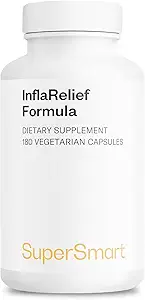 Supersmart - InflaRelief Formula - avec Curcumine Tumère, Bioperine, Quercetin et Bromelain - Sans OGM et sans gluten - 180 Capsules végétariennes