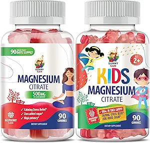 SUNNY SAM Gommies de magnésium pour les enfants et Gommies de magnésium pour les adultes - 500mg - Chews de magnésium calme - Supplément de citrate de magnésium pour le soutien de l'humeur et des muscles