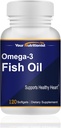 Oméga-3 Huile de poisson 1000mg, Santé cardiaque, 120 softgels