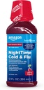 Amazon Basic Care Night Time Cold & Flu Liquid, Cherry, 12 fl oz (Pack of 1)