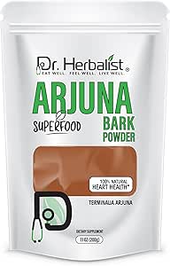 DR Herbalist Arjuna Powder - 200g - 100% Herbal, Natural & Authentic - Poudre à base de plantes pour la santé cardiaque - Pochette refermable