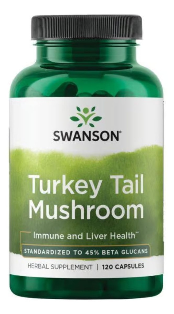 Swanson Turkey Tail Mushroom - Supplément à base de plantes Promouvoir le système immunitaire et la santé cellulaire - Formule naturelle Promouvoir la fonction hépatique et la défense - (120 capsules, 500 mg)