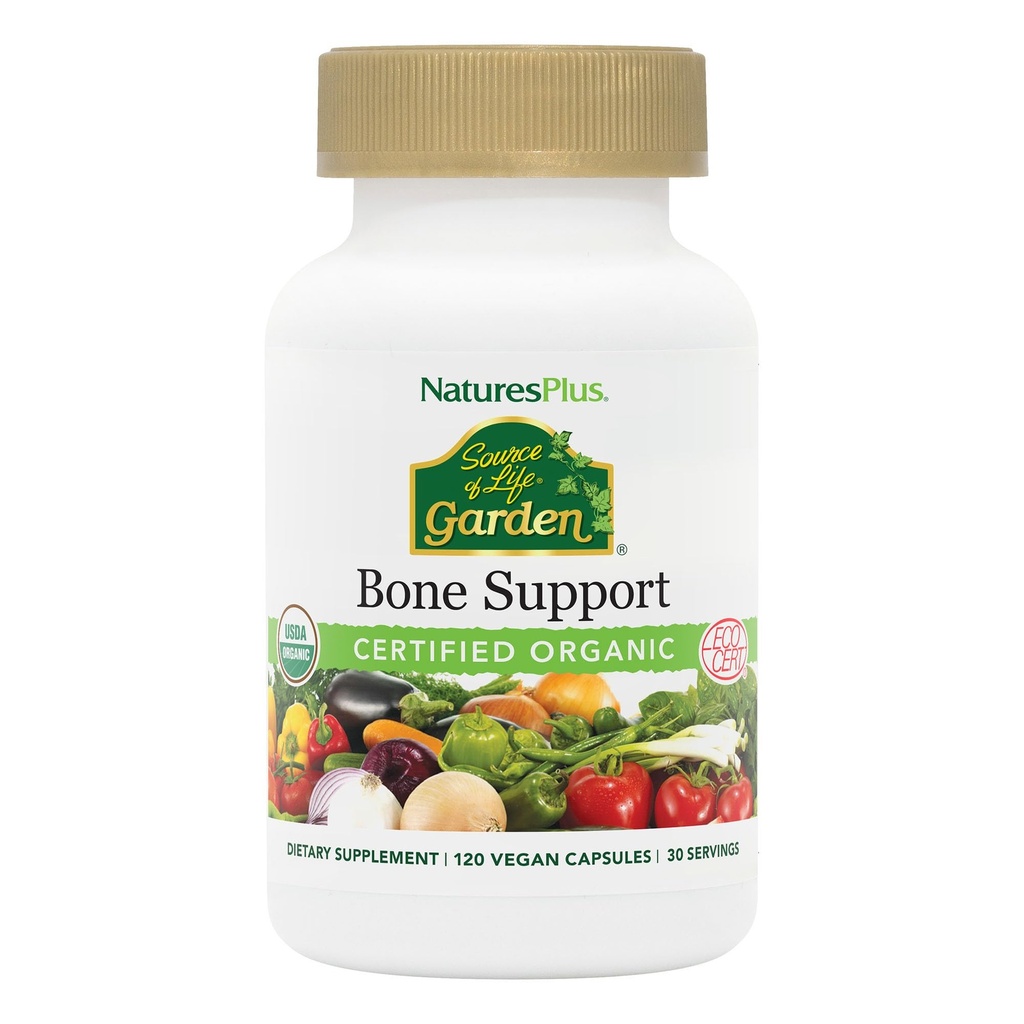 NaturesPlus Source de vie Supplément biologique aux os de jardin avec AlgaeCal - 1000 mg - Calcium, Magnésium - 120 Capsules de végétalien (30 portions)