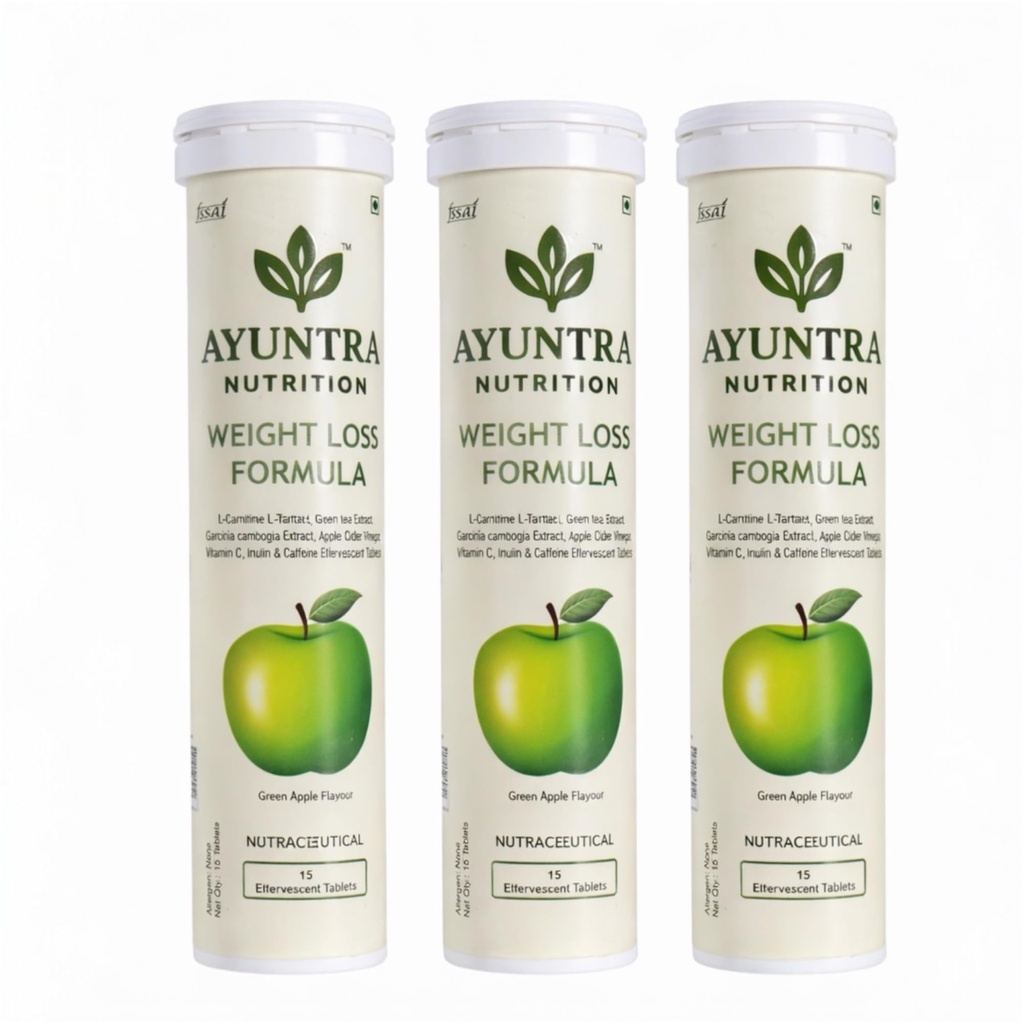 Weight Loss Formula Effervescent Tablets, Green Apple Flavour, with L-Carnitine, Green Tea Extract, Garcinia Cambogia & Apple Cider Vinegar, 15 Tablets (Pack of 1)