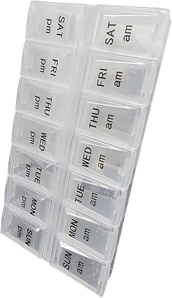 Deux fois par jour Organisateur de pilules, hebdomadaire jour et nuit Pill Container, jour et nuit Médicaments ou vitamine pour le matin ou la nuit AM PM séparation (1)