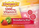 Emergen-C 1000mg Vitamine C Immune Support Poudre Fraise Kiwi 30CT comprend Zinc, Manganèse, 7 B Vitamines et électrolytes pour les essentiels de retour à l'école