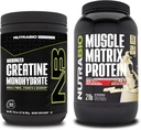 NutraBio Creatine Monohydrate, non aromatisé, (300 g) et en poudre de protéines de matrice musculaire, (Vanilla) Supplément de lot – Énergie musculaire, croissance maximale, récupération et force