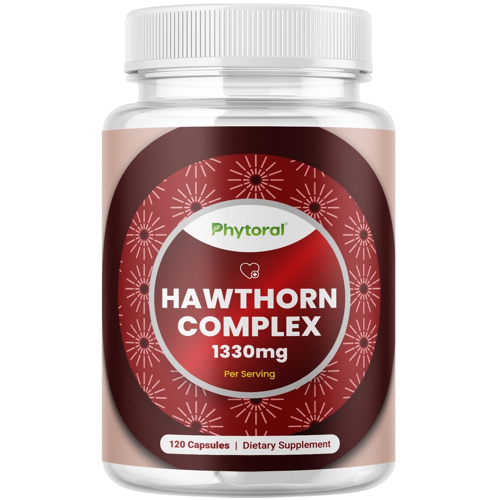 Capsules de Berry Hawthorn haute résistance - Supplément de Berry Hawthorn antioxydant pur avec extrait de feuilles et de fleurs 4:1 pour la santé cardiaque et la digestion - Soutien énergétique pour les hommes et les femmes - 120 Count Pack