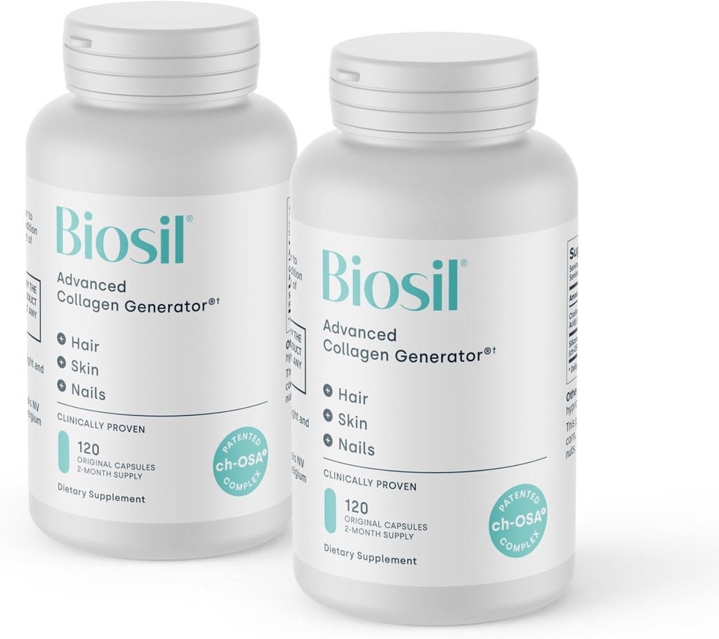 Biosil Collagen Booster Supplément - 120 Capsules originales, pack de 2 - Activateur ch-OSA breveté pour la peau, les cheveux, les ongles et les articulations - supporte la production naturelle - 120 jours d'approvisionnement
