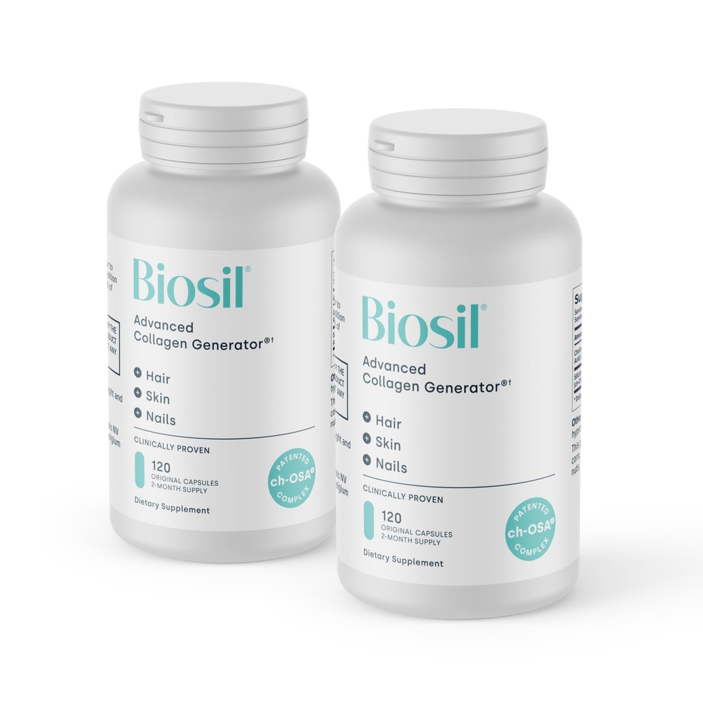 Biosil Collagen Booster Supplément - 120 Capsules originales, pack de 2 - Activateur ch-OSA breveté pour la peau, les cheveux, les ongles et les articulations - supporte la production naturelle - 120 jours d'approvisionnement
