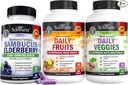 Supplément quotidien BioSchwartz Fruits et légumes pour les femmes et les hommes (2 mois d'approvisionnement) Plus Elderberry with Zinc and Vitamine C for Adult Imune Support (2 mois d'approvisionnement)