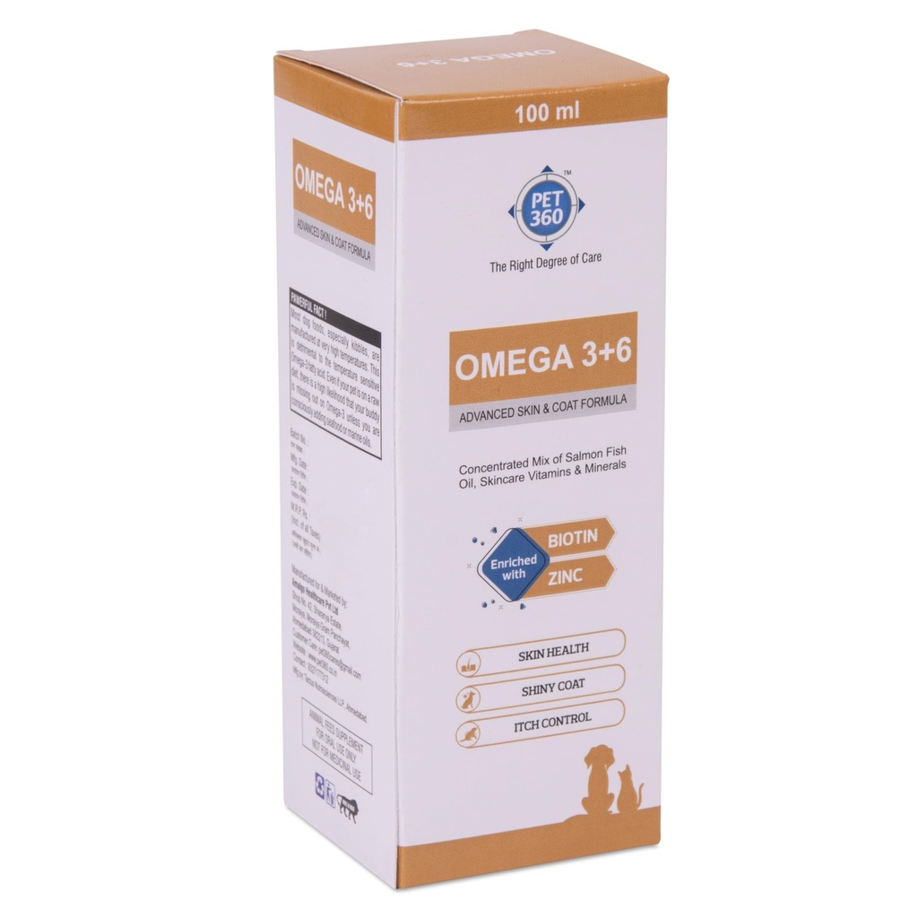 PET360 Omega 3+6 Salmon Fish Oil for Dogs & Cats 100 ml | Skin & Coat Syrup