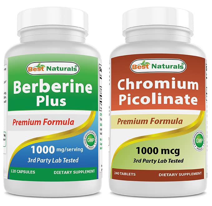 Meilleures naturelles Berberine Plus 1000mg & Picolinate de chrome 1000mcg