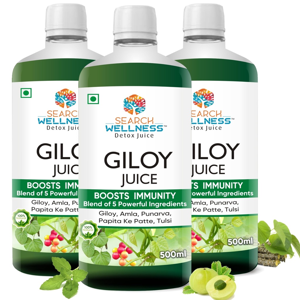 Giloy/Guduchi Ayurvedic Juice 500 ml (Pack of 3) | Natural & Healthy for Blood Purification,Strength & Immunity Booster | Body Detox for Women & Men | Blend of Giloy, Amla & more