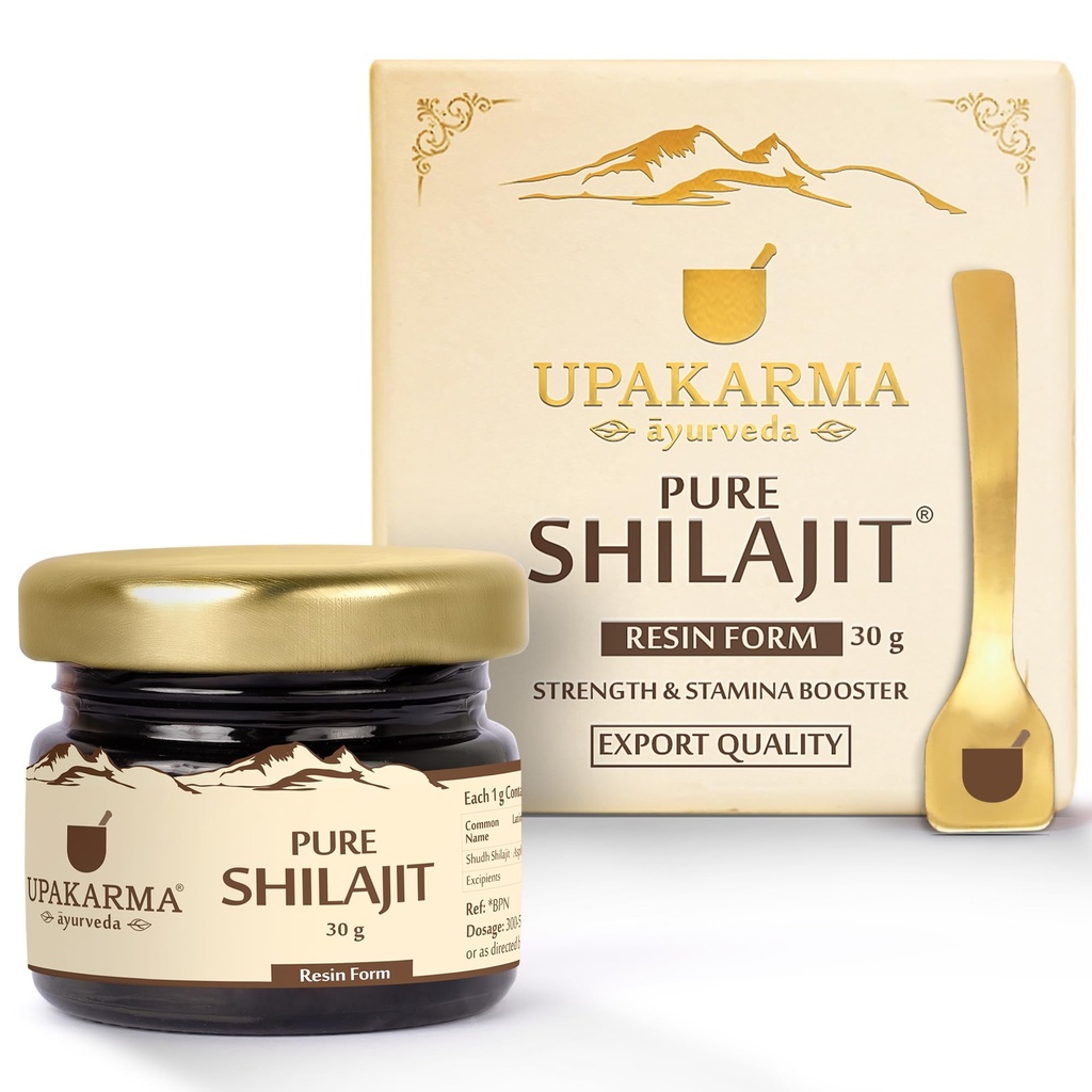 UPAKARMA Pure Shilajit Resin 30g | 300mg/serving | Extensive Global Sourcing | Boosts Stamina & Strength | Lab-Tested Purity | 100 Servings | Pack of 1