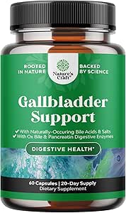 Sels de bile d'oxygène pour le support de la vésicule bille - Suppléments de sels de bile purifiés avec des enzymes digestives de pancréatine Ox & Betaine HCL - Suppléments pour pas de vésicule bille et santé digestive 20 jours