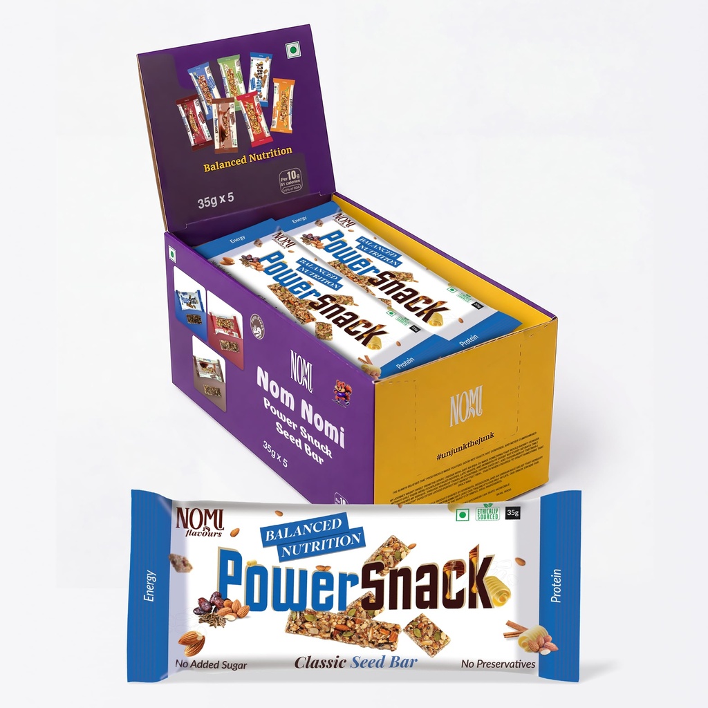 NOMI Classic Seed Protein Bar, 7.6g Protein, 5.5g Fibre, 5 x 35g