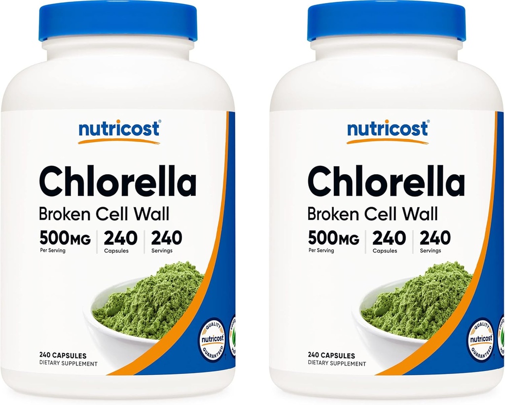 Nutricost Chlorella Capsules (2 bouteilles) 500mg, 240 capsules par bouteille