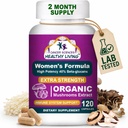 Sciences du cancer Multivitamine biologique pour les femmes - Extrait de supplément de champignons - Vitamines de soutien hormonaux et immunitaires - 1500mg Complexe de champignons de mieux-être non OGM avec 40% Beta-Glucans,120 Capsules