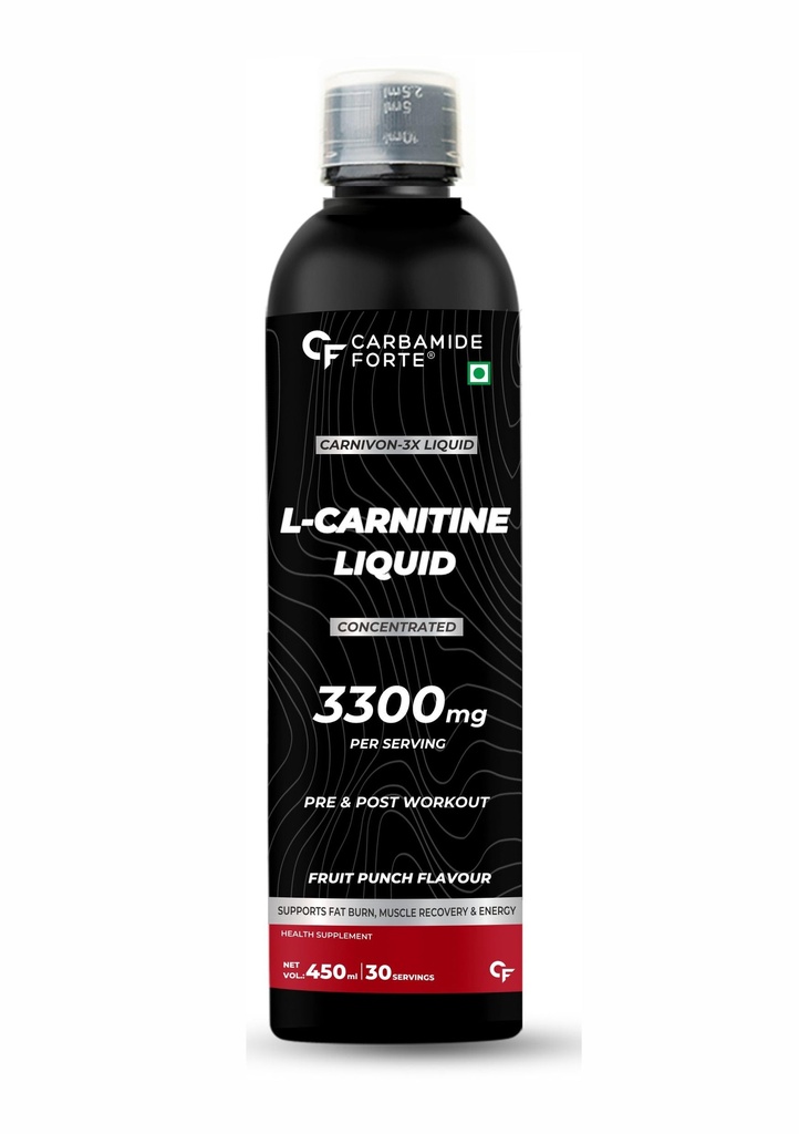 Carbamide Forte L Carnitine Liquid 3300mg Per Serving with Added Vitamins - Fruit Punch Flavour - 30 Servings - 450ml