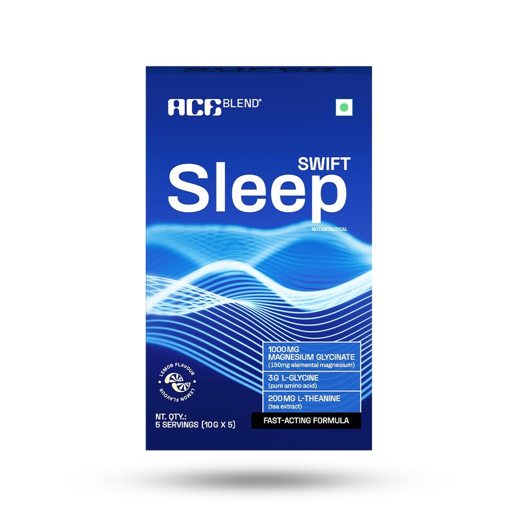 Ace Blend Swift Sleep 15 Servings | Natural Sleep Supplement With Magnesium Glycinate, L-Theanine And Glycine | Deep Sleep Support | Stress Relief | Relaxation | Restful Night - For Men & Women