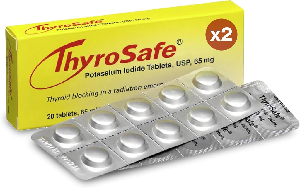 Comprimés d'iodure de potassium de 65 mg (40 Pack) - Protège votre thyroïde contre l'exposition aux rayonnements nucléaires
