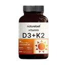 NatureBell Vitamine D3 5 000 UI + K2 100 mcg, 240 Softgels. Formule quotidienne 2-en-1 avec huile de coco vierge.