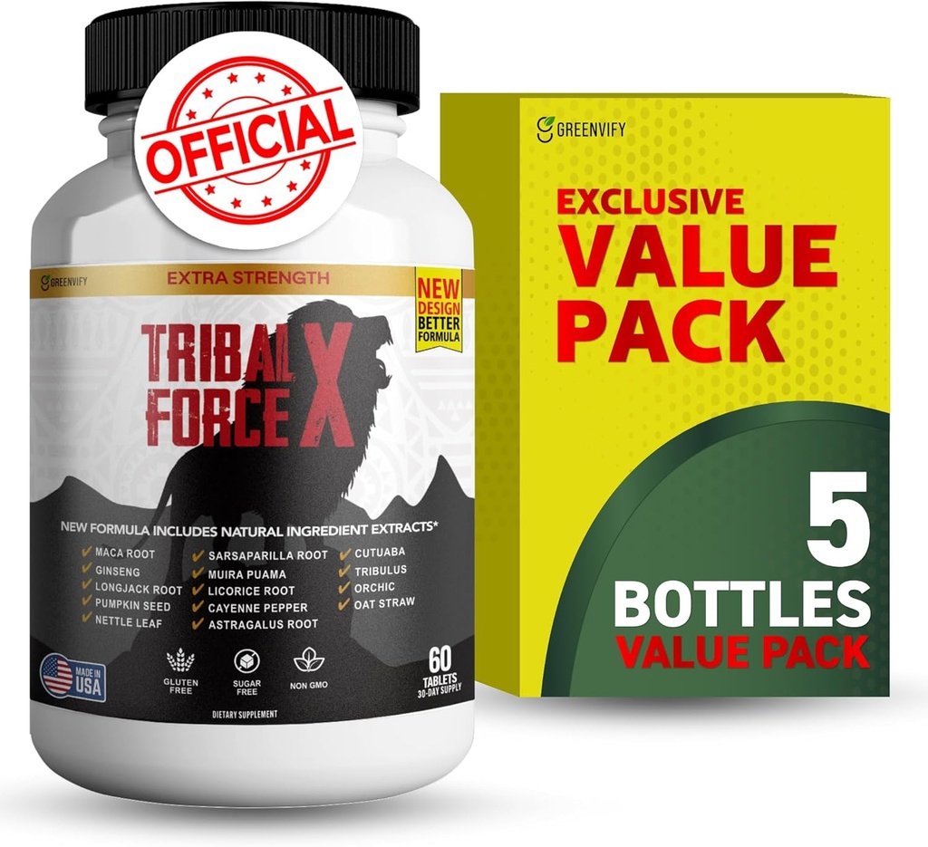 Force tribale X Supplément naturel extra-fort, 60 comprimés, sans gluten, sans OGM, 30 jours d'approvisionnement (5)