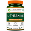 Pure Nutrition L-Theanine 200mg – 120 Veg Capsules | L Theanine Supplement | Supports Stress Relief, Anxiety Reduction & Cognitive Health | Promotes Relaxation & Brain Function